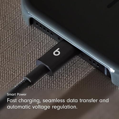 Beats USB-C to USB-C Woven Cable Fast Charging Durable/Tangle-Free Compatible Charger for Apple & Android Devices (1.5 m, 5 ft) - Bolt Black thumbnail 6