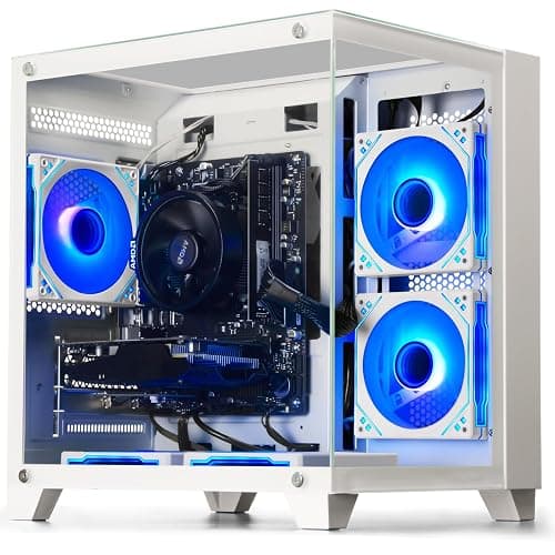 WIWB Prebuilt Gaming PC Desktop | Ryzen 5 6Cores 3.6G Up to 4.1G | RX 560 4G Graphics Card | 16G DDR4 RAM | 512G SSD | Wi-Fi 6 | Tower Computer White - Image 1