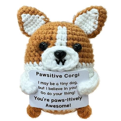 Zelaxeyi Corgi Gifts for Corgi Lovers,Positive Crochet Animals,Inspiring Mini Cute Corgis Decor Gifts for Good Friends - Image 1