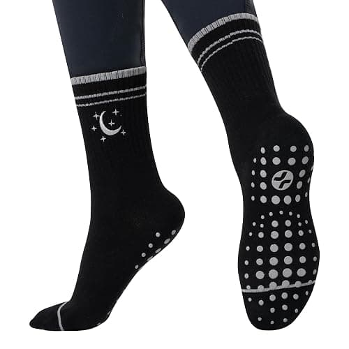 COOLMATE Pilates Socks with Grips for Women, Yoga Socks, Crew Non Slip Women for Barre, Pilates Gifts for Women - Image 1
