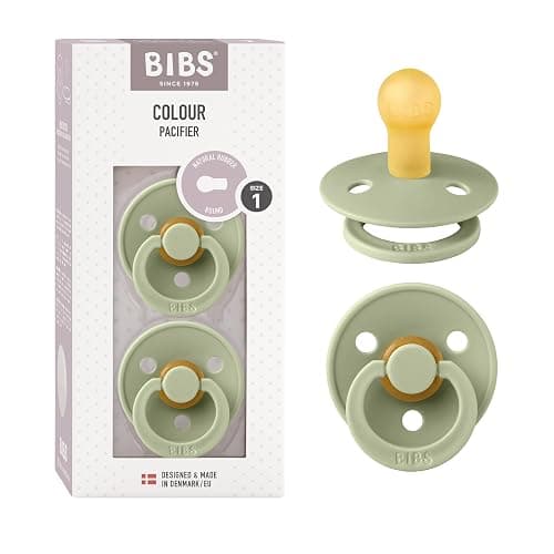 BIBS Colour Pacifiers | Set of 2 BPA-Free Latex Baby Pacifiers | Round Nipple | Made in Denmark (Sage | 0-6 Months) - Image 1