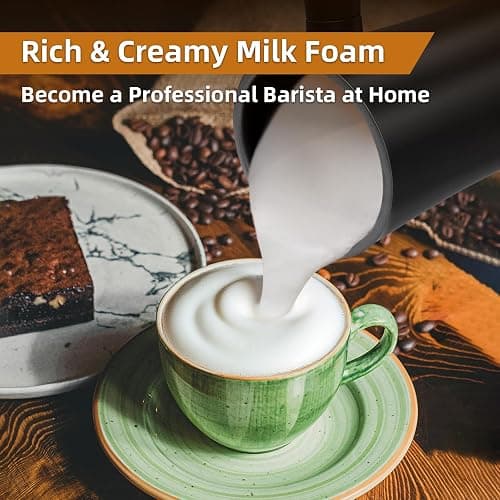 MUMAO Milk Frother, 4-in-1 Electric Milk Steamer, 350ml/11.8oz Automatic Frother Machine for Coffee, Warm and Cold Foam, Temperature Control for Latte, Cappuccino, Hot Chocolate thumbnail 5