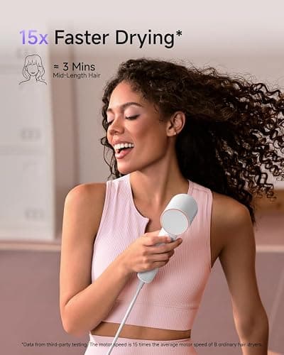 Laifen Air Diffuser Hair Dryer, 15 × High-Speed Ionic Hairdryer, White | Perfect for Daily Use & Curly Hair, Palm-Sized, Mini Blow Dryer with Diffuser, Travel Hair Dryers for Women, Hair Accessories thumbnail 2