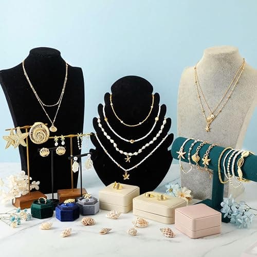Tondiamo 23 Pcs Seashell Starfish Jewelry Set Boho Summer Beach Mermaid Accessories Layered Charm Necklace Earrings Studs Bracelets Rings for Women Holiday Vacation Wedding Party Gift thumbnail 3
