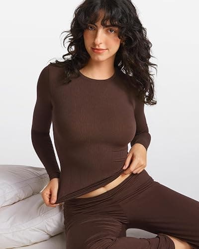 SOULVOR Natrelax Modal Ribbed Pajamas Pants | Semi Sheer Fabric, Inseams 27“ / 29" / 31”, Wide Leg, Lounge, Loose Fit, Casual Pj Bottom, Comfort Soft, Women's Sleepwear thumbnail 4
