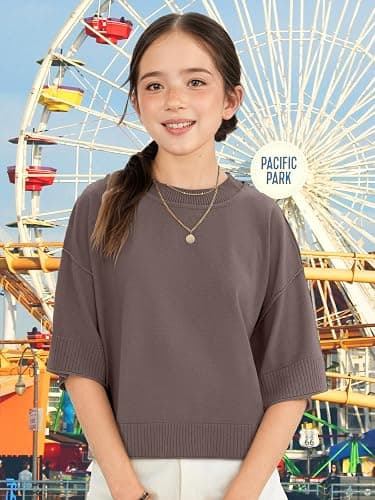 Girls Short Sleeve Sweaters 2026 School Picture Teen Croped Summer Fall Fashion Outfits Lightweight Pullover Tops thumbnail 3