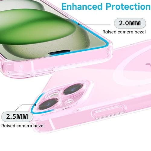 Svanove for iPhone 15 Case Clear Compatible with Magsafe Silicone, Transparent Thin Magnetic Mag Safe Case Cute, Girly Aesthetic Trendy Slim Hard Rubber Camera Cover Protection, Light Pink thumbnail 4