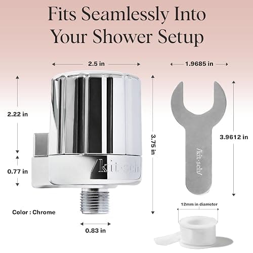 Kitsch Shower Head Filter for Hard Water – Shower Water Filter with KDF-55 & Calcium Sulfite, Helps Reduce Chlorine & Impurities, Water Softener- Bathroom Accessories for Healthier Hair & Skin- Chrome thumbnail 5