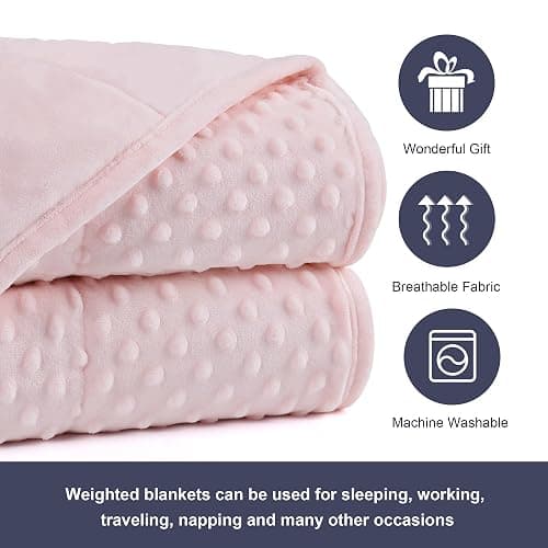 Alomidds Weighted Blanket, Luxury Velvet Weighted Blankets for Adults,Warm and Breathable Soft and Comfort Minky, Heavy Blanket with Premium Glass Beads (48"x72",20lbs Twin Size - Pink) thumbnail 7