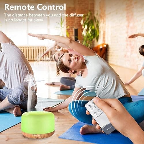 Oil Diffuser Humidifier 300ML,Electric Ultrasonic Air Aroma Diffusers Vaporizer,Scent Mist Defuser with Remote,Auto-Off,7led Color Changing Light for Large Bed Room,Home,Office thumbnail 2