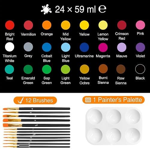 WINSONS Acrylic Paint Set 24 Colours, 59ml/Bottle Non-Toxic for Drawing | Vibrant Colours, Permanent on Canvas, Fabric, Wood, Rocks, Clay, Ceramic, Glass, Paper thumbnail 4