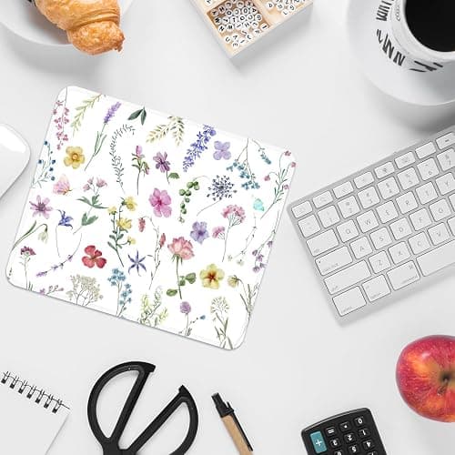 Square Mouse Pad with Stitched Edge, Premium Mousepad Washable Cloth. Computer Mouse Pad with Non-Slip Rubber Base, Mouse Pads for Computers Laptop Mouse 9.25x7.75x0.12 inch-Flower2 thumbnail 6