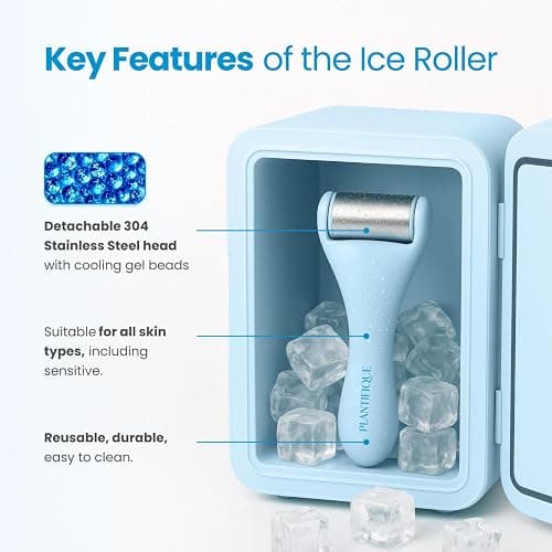 PLANTIFIQUE Ice Roller for Face & Eyes - Reduce Puffiness & Rejuvenate Skin | Stainless Steel Face Roller with Cooling Gel Beads - Lymphatic Drainage Massager - Cold Therapy for Skin thumbnail 3