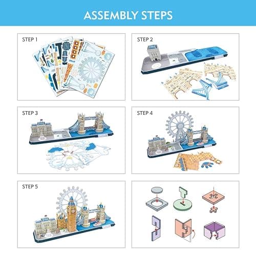 CubicFun 3D Puzzles for Kids Ages 8-10 - London City | STEM Projects Arts Crafts for Girls Ages 8-12 - 3D Puzzle Birthday Gifts for 8 Year Old Girls, Birthday Toys, Valentine Gift thumbnail 9