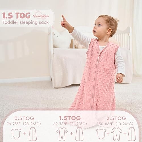 Yoofoss Fleece Baby Sleep Sack 6-12 Months with Plush Dots, TOG 1.5 Baby Wearable Blanket with 2-Way Zipper, Organic Cotton Toddler Sleep Sack Fleece thumbnail 4