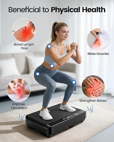 Viamotion Vibration Plate Exercise Machine, Full Body Vibrating Platform for Lymphatic Drainage Weight Loss, 99 Levels Shake Plate Home Workout Equipment with LED Display for Women, Black thumbnail 2