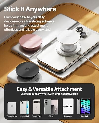 Sinjimoru Soft Silicone Phone Grip Stand, Slim Adhesive Holder, Pink | Adhesive Tap Tok, strong 3M sticker mount, comfortable one-hand use, universal fit thumbnail 3