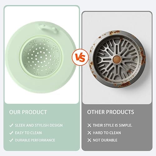 Li&Zhao Kitchen Sink Drain Strainer - 4 PCS Silicone Sink Strainer Drain Stopper Sink Plug 4.6˝ Diameter Rim Drain Catcher Kitchen Sink Drain Filter Basket (4 Colors) thumbnail 4