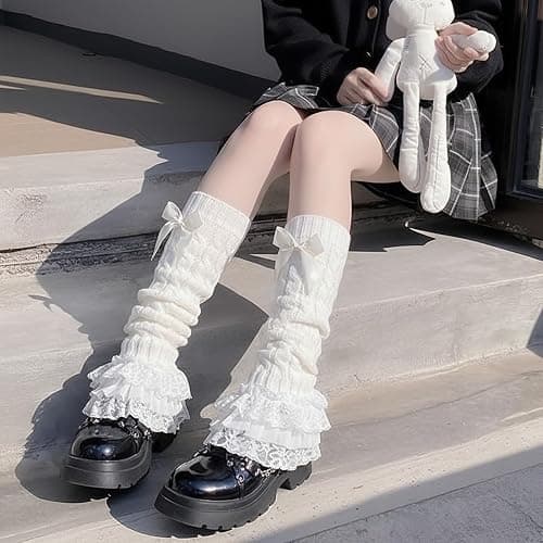Jspupifip Kawaii Leg Warmers, Stretchy Ballet Leg Warmer with Bow, Retro Y2K Aesthetic for Lolita Fashion & Daily Outfits thumbnail 3