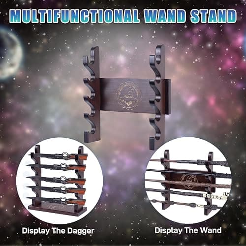 DigNew 5 Tiered Wand Holder,Wood Wand Display Stand,Wall Mount and Desktop,Suitable for Wand Enthusiasts or Collectors to Display in The Living Room,Bedroom or Office thumbnail 5