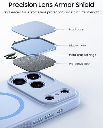 VOFATA for iPhone 17 Pro Case with Precision Lens Protection, Dual Metal Invisible Stands, Fit for Magsafe, Mil-Grade Drop Tested, Camera Control Button, Magnetic Silky Touch Phone Case,Light Blue thumbnail 2