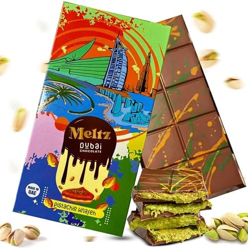 Meltz Premium Dubai Chocolate Bar 192g - Pistachio Kunafa Luxurious UEA Middle Eastern Delight - Milk Chocolate Pistachi KnaFeh - Perfect Dubai Sweets Treat Box Dairy Gift (pack of 1) thumbnail 3