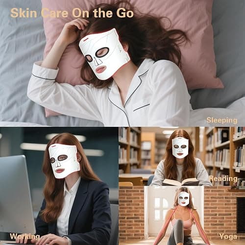 VYM Red Light Therapy for Face: Super Lightweight 292 LEDs High-Energy Red Light Therapy Mask Infrared LED Face Mask Light Therapy at Home Travel 2mm Thickness - White thumbnail 6
