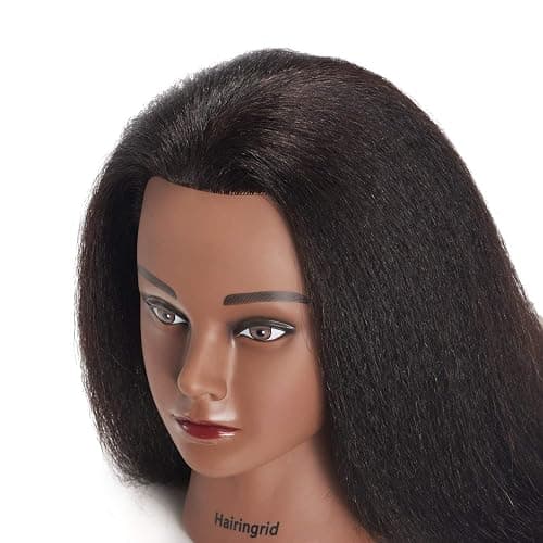 Hairingrid Mannequin Head 14" 100% Real Hair Hairdresser Cosmetology Mannequin Manikin Training Head Hair and Free Clamp Holder (14 Inch) thumbnail 3