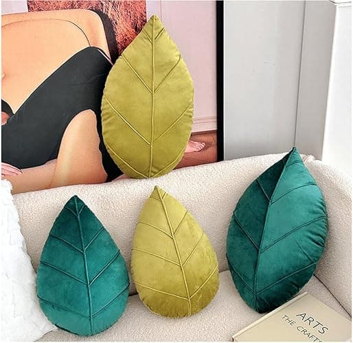 Rvsdoi Leaf Pillow,3D Leaf Shaped Plant Pillows Green Tropical Plant Cushion for Sofa Office Bedroom Home Decor Dark Green (19.7"x11.8") thumbnail 7