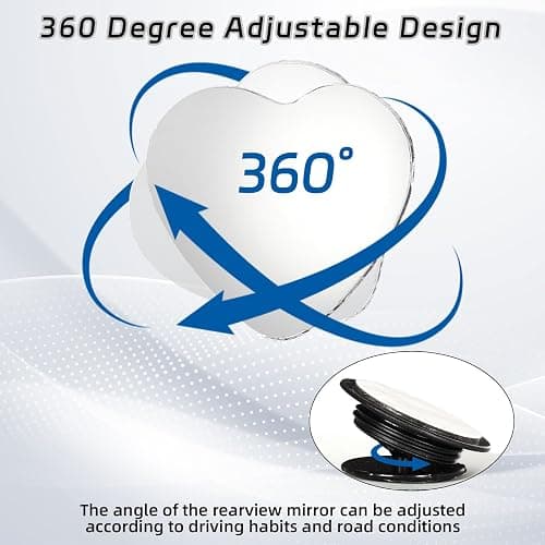 2 PCS Blind Spot Mirrors, Heart Shaped Rear View Mirrors, 360 Degree Adjustable, HD Glass Rearview Mirror Accessories, Wide Angle Convex Rear View Mirror for Trucks, Sedans, SUV, RV thumbnail 5