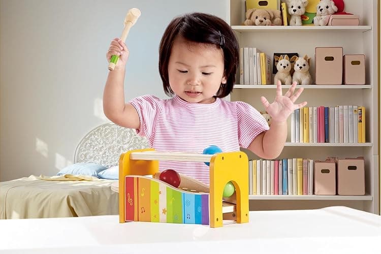 Hape Pound & Tap Bench with Slide Out Xylophone - Award Winning Durable Wooden Musical Pounding Toy for Toddlers thumbnail 6