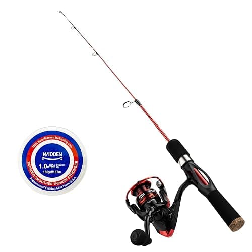 WIDDEN Ice Fishing Rod and Reel Combo, 27" Medium Light Spinning Ice Fishing Pole, Gear with Tackle Box Kit, Line, Lures for Saltwater, Freshwater Trout, Bass, Walleye - Image 1