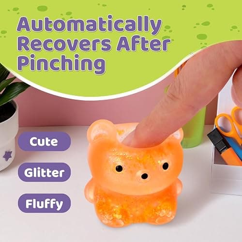 12Pack Fidget Toys Squishy ，Cute Bear Squeeze Ball , Stress Balls for Stress Relief，Pull Stretch Classroom Prize Party Favors Toys for Kids thumbnail 6