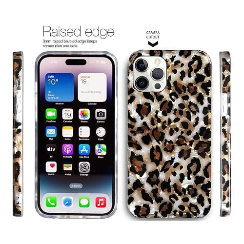 J.west Compatible with iPhone 14 Pro Max Case - Luxury Sparkle Clear Leopard Print Soft Silicone Cover for Girls & Women (6.7" Cheetah) thumbnail 3