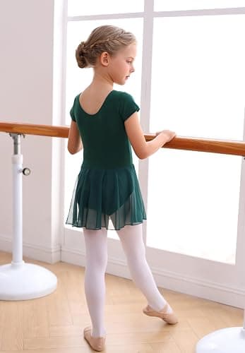 MdnMd Toddler Ballet Leotards for Girls Dance Leotards with Skirt Gymnastic Ballerina Outfit Dress Classic Short Sleeve thumbnail 5