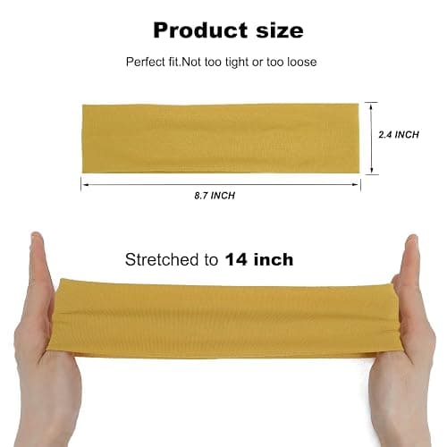 9Pcs Headbands for women Non Slip Headband, Soft Elastic Hair Bands for Women's Hair, Fashion Cotton Cloth Stretchy Sweat Bands Headbands for Sports, Makeup, Gym, Running, Yoga, Workout (9Colors-A) thumbnail 2