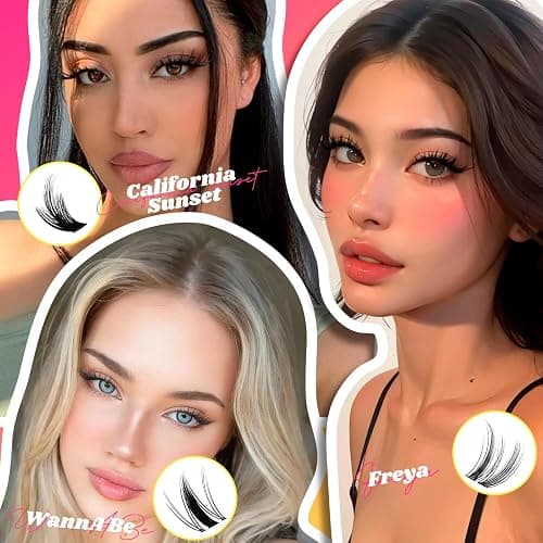 Fowendia Wispy Lash Clusters Freya 8-18mm Spike Eyelash Clusters D Curl DIY Lash Extension Spikes 0.03mm -Invisible Band Natural Individual Cluster Eyelashes thumbnail 7