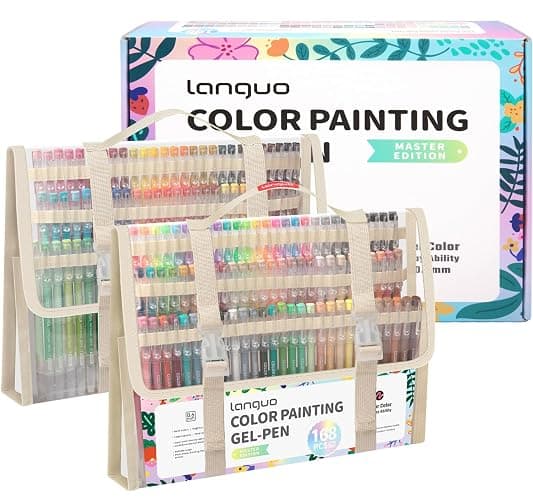 Joyask Gel Pens For Coloring, 168 Pack Colored Pens for Black Paper & White Paper, 0.6MM Fine Point Pens for Coloring, Writing, Drawing, Journaling, Note Taking, Office, Home - Image 1