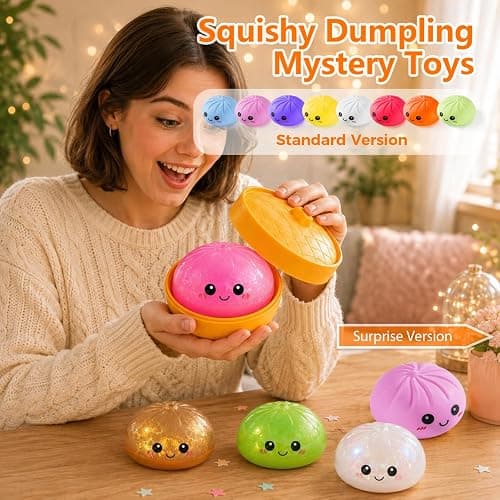 Squishy Dumpling Toy, Dumpling Squishy Mystery Box, Random 1 of 14 Colors, Stocking Stuffers with Food Steamer Stretchy Desk Toy thumbnail 4