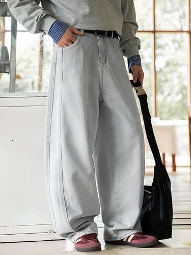 Baggy Hip Hop Jeans for Men Wide Leg Skater Denim Pants Casual Loose Fit Long Trousers thumbnail 5