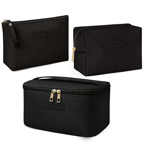 MAANGE Makeup Bag Waterproof Travel Cosmetic Bag PU Leather Cosmetic Pouch Portable Makeup Organizer Bag Large Capacity Toiletry Bag Multifunctional Storage Make Up Bag for Women (Black, 3Pcs) thumbnail 8