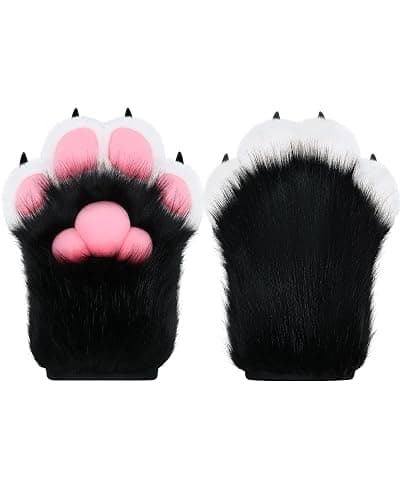 BNLIDES Cosplay Fursuit Paw Gloves Furry Claw Gloves Built-in Whistle Decompression Toys Costume Party Accessories for Adult - Image 1