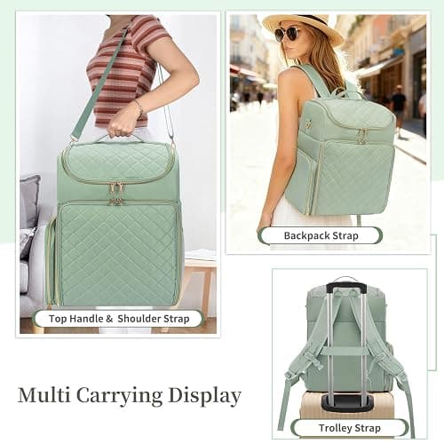 Extra Large Nail Polish Organizer Backpack, Holds 124+ Bottles & Full Size Lamp, Travel Nail Organizers and Storage Bag with 3 Removable Pouches, Portable Nail Supplies Case (Rhombus Green, 124 Slots) thumbnail 6