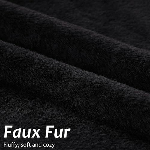Pallene Faux Fur Plush Throw Pillow Covers 18x18 Set of 2, Luxury Soft Fluffy Cozy Decorative Pillow Covers for Sofa, Couch, Living Room, Black thumbnail 2
