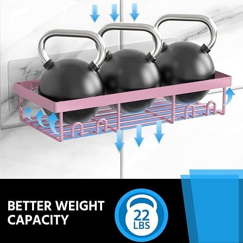 DIFULI Shower Caddy Shelf Organiser 2 Pack, No Drill Pink Shower Shelves,Self Adhesive Bathroom Caddy, Shower Storage Accessories thumbnail 5