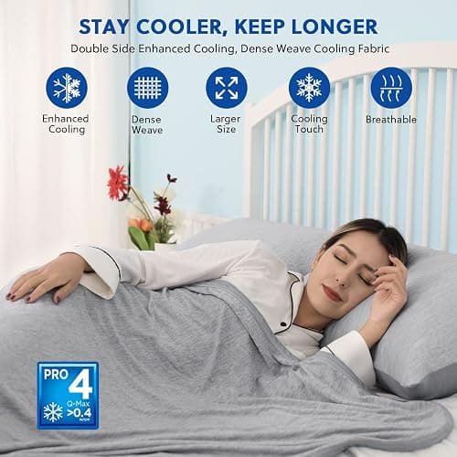 HOMFINE Cooling Blankets for Hot Sleepers - Summer Blanket Thin Lightweight Breathable Soft Double Side Enhanced Cooling for Bed Couch Sofa, Keep Cool for Night Sweats (Grey, 60 x 80 inches) thumbnail 2