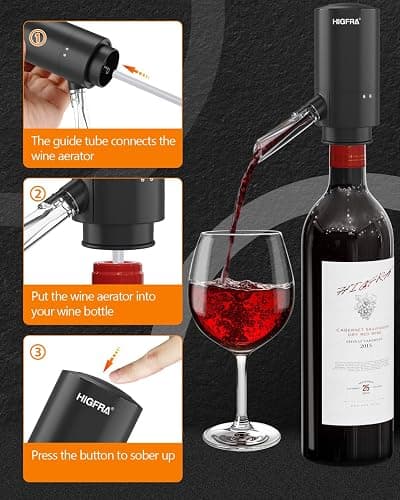 Rechargeable Electric Wine Opener Set - All-in-One Premium Wine Gift with Wine Aerator, Vacuum Stopper and Foil Cutter - Perfect for Christmas, Home, Bar, and Party Use-Day Gifts for Dad thumbnail 3