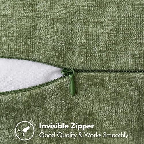 MIULEE Pack of 2 Couch Throw Pillow Covers 18x18 Inch Sage Green Farmhouse Decorative Pillow Covers with Stitched Edge Soft Chenille Solid Dyed Spring Pillow Covers for Sofa Bed Living Room thumbnail 4
