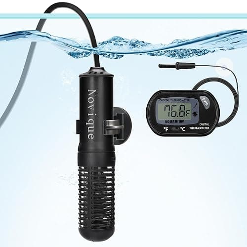 Novique Mini Submersible Aquarium Heater 25W Small Betta Fish Tank Heater with Digital Thermometer (Preset Temperature 78℉) - Image 1