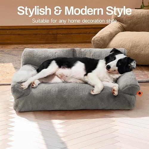 MEWOOFUN Cat Bed for Indoor Cats, Washable Dog Beds for Small Medium Dogs & Cats, Fluffy Cat Couch with Non-Slip Bottom (Grey, 33.5" L x 25.6" W x 11.5" Th) thumbnail 5
